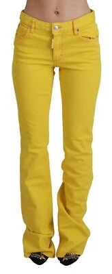 DSQUARED2 Vaqueros Amarillo Algodón Media Cintura de Campana Pantalón IT38/US4/ - Imagen 1 de 4