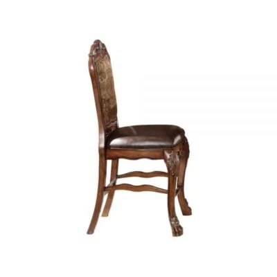 ACME Dresden Traditional Brown PU & Cherry Oak Finish 49"H Counter Height Chair - Image 1 of 2