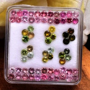 67 Pcs Natural Tourmaline 3mm Round Faceted Cut Untreated Loose Gemstones Lot - Picture 1 of 5