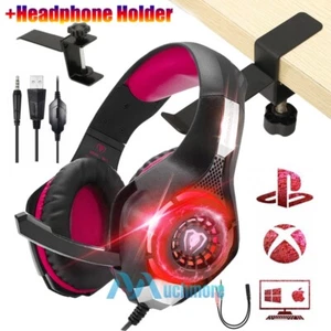3.5mm Pro LED Gaming Headset Stereo Headphone Noise Cancelling Mic with Holder - Picture 1 of 18