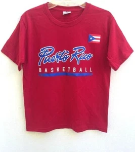 Puerto Rico Basketball Kids Youth Unisex Tee Shirt Cotton Knit Red S M L code B - Picture 1 of 2