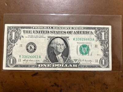 33626663 1969B Trinary Fancy Serial Number One Dollar Bill - Image 1 of 2