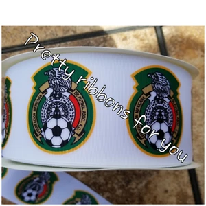 El Tri Mexico Soccer Team 3" wide grosgrain ribbon 2 yards listing - Picture 1 of 1