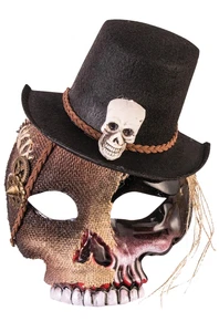Voodoo Witch Doctor Skull Mask with Hat - Picture 1 of 1