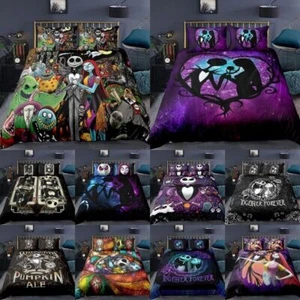 3D The Nightmare Before Christmas Jack Sally Bedding Set Quilt Duvet Cover AU - Picture 1 of 27