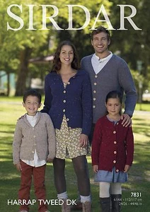Sirdar 7831 Knitting Pattern Family Cardigans in Sirdar Harrap Tweed DK - Picture 1 of 1