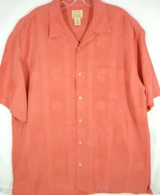 Jos A Bank-Mens Hawaiian Shirt-XL Extra Large-Pink/Coral-Button Down-Casual - Image 1 of 4