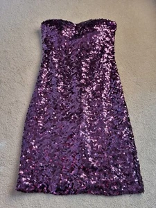 Forever 21 Purple Sequin Strapless Dress Size Small 4-6 - Picture 1 of 4