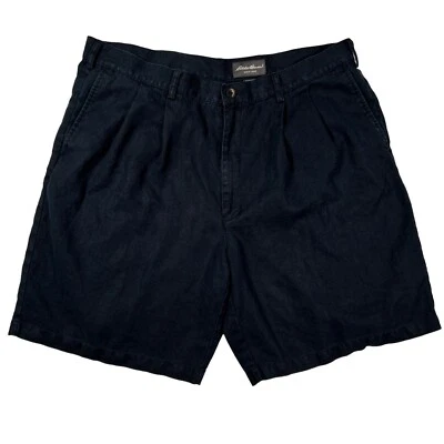 Pantalones Cortos EDDIE BAUER Para Hombre Plisados Bolsillos Frontales 100% Lino Azul 40 Foto 1 de 4
