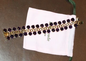 KATE SPADE NY RARE CRYSTAL COURT CONFECTION PURPLE STONES DOUBLE ROW BRACELET - Picture 1 of 8