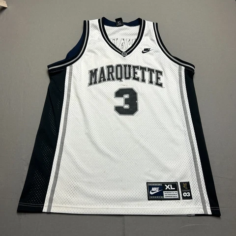 Vintage Dwyane Wade Jersey Mens XL White Marquette Golden Eagles Nike Mesh #3 Cover