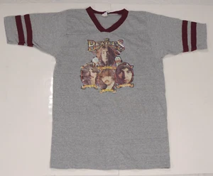 Vintage 80s The Beatles V-NECK Ringer T-Shirt Small S (Single Stitch) Silkscreen - Picture 1 of 12