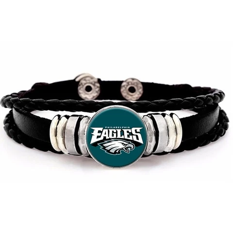 Philadelphia Eagles Mens Womens Black Leather Bracelet Football w GiftPkg D14 Cover