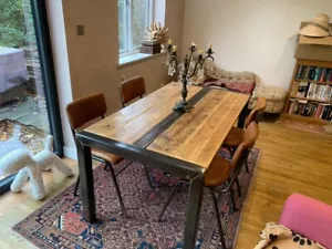 Industrial Rustic Targa Top Table Sets Bench Steel and Reclaimed Wood Bespoke - Picture 1 of 8