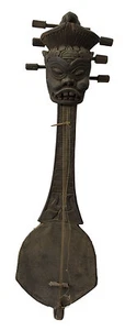 Dranyen Tungna Antique - Nepalese Lute Carved Dragon 73 Cm # 25200 - Picture 1 of 9