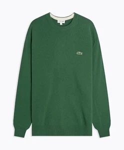LACOSTE maglia uomo maglioncino girocollo 100% lana colore verde - Imagen 1 de 4