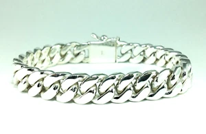 6.5" 44g Hombre y Mujer Motero Eslabones Cubano Cadena 925 Pulsera Plata Ley - Imagen 1 de 5