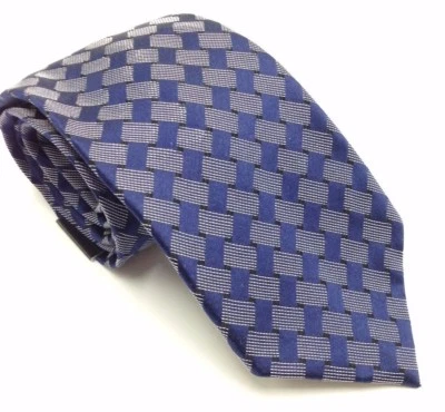 $100 Sean John Hombres Cuadros Azul Negro Corbata Ajustada Seda Clásica Cuello Corbata 58x3.25 Foto 1 de 4