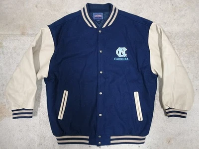 Vintage UNC Jacket Tar Heels Varsity Letterman XXL 2XL 90s Y2K Leather Wool RARE - Image 1 of 4