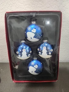 Holiday Home Snowman Glass Ornaments4 Pack - Picture 1 of 1