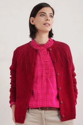 Seasalt Women's Regular Sand Song Sparkle Cardigan, Contains Merino Dahlia - Image 1 of 4