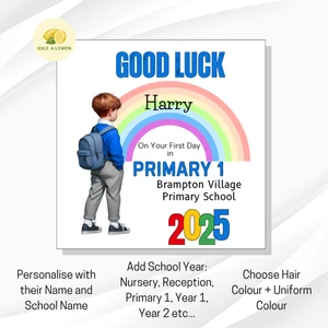 BACK TO SCHOOL CARD FOR BOYS PRIMARY + JUNIOR - GOOD LUCK ON YOUR FIRST DAY CARD - Picture 1 of 20