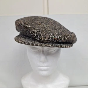 Vintage Men's Medium Brown Wool Tweed Cabbie Newsboy Hat Cap Union Made in USA - Picture 1 of 12