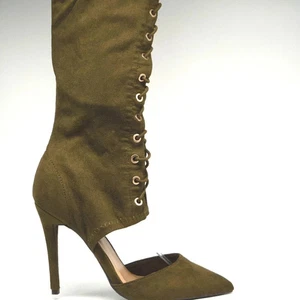 Stivali alti sopra il ginocchio Anne Michelle donna oliva misura 7,5 ecopelle scamosciata - Foto 1 di 11