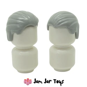 LEGO Minifigure Hair Slick Combed Back Light Bluish Grey x2 NEW H136 - Picture 1 of 4