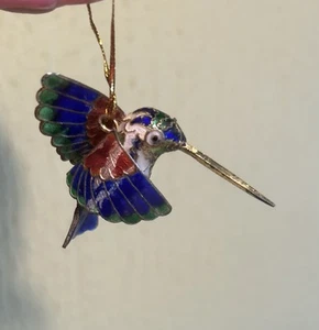 VTG Enameled Cloisonne Hummingbird Ornament Holiday Christmas Tree Decor - Picture 1 of 7
