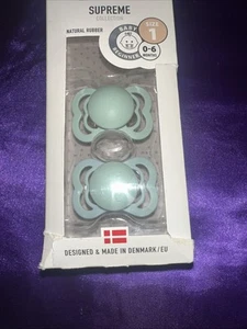 Bibs Supreme Collection Pacifier Size 1 set of 2 Silicone Binky Nordic Mint - Picture 1 of 1