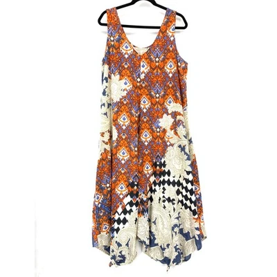 Soft Surroundings Emiliana Boho Maxi Dress Sz Large Cotton Handkerchief Hem - Image 1 of 4