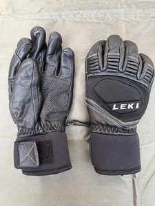 Leki Copper S Ski Gloves Leather Black Trigger Pull Loops Size 7 EUC - Picture 1 of 14