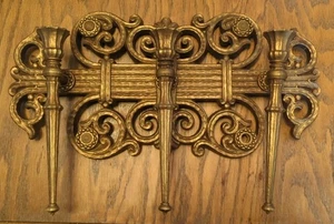 Vintage Homco Wandrelief Wandleuchter 3 Kerzenhalter Gold Resin Vintage USA 70er MCM - Bild 1 von 6