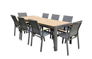 Gartenmöbel Alu/WPC 9-tlg. Anthrazit Braun Sitzgruppe Terrassen Gartengarnitur - Bild 1 von 6