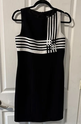 Cartise Plus Vintage 90’s Women’s Size 6 Black & White Sleeveless Sheath Dress - Image 1 of 4