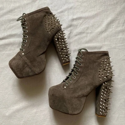 Jeffrey Campbell Havana Last Handmade Spiked Suede Platform Ankle Boots Lita - Image 1 of 4