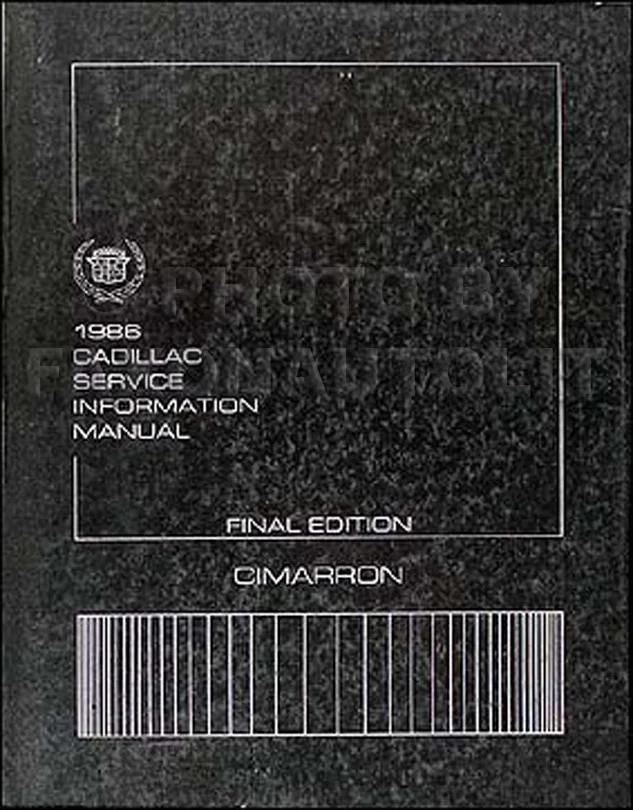 Manuale Di Riparazione Originale Cadillac Cimarron 1986 86 OEM - Immagine 1 di 1
