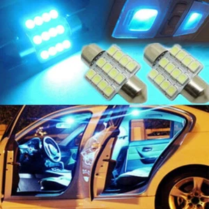 2× Ice Blue 12SMD 5050 31mm Festoon LED Bulb Car Interior Dome Map Door Lights - Picture 1 of 11