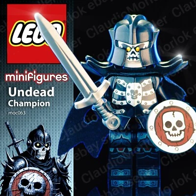 ⭐ LEGO Undead Warrior Champion Minifigure moc063 custom Non Morto Scheletro - Immagine 1 di 4