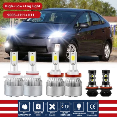 For Toyota Prius C 2012- 2014 LED Headlight High/Low Beam + Fog Light Bulbs Kit - Image 1 of 4