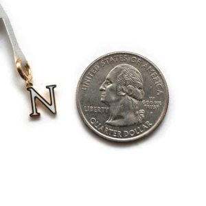  David Jurman neuer zierlicher Anhänger 8 mm Gold & Emaille N Initiale - Bild 1 von 6