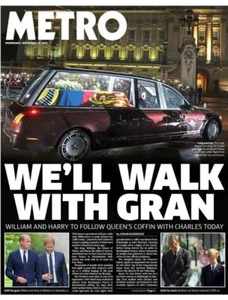 Metro UK Zeitung DEATH OF QUEEN ELIZABETH II 1926-2022 - 14. SEPTEMBER 2022 - Bild 1 von 1
