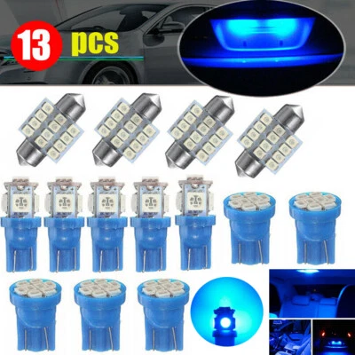 13Pcs Car Interior Parts Blue LED Lights Kit For Dome License Plate Lamp Bulb - Image 1 of 4