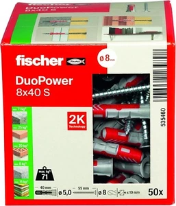 Fischer DuoPower Dübel 8x40 S mit Senkkopfschraube 5,0 x 55     535460 - Bild 1 von 7