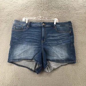 Torrid First At Fit Jean Shorts Womens 26 Blue Denim Mid Rise Zip Fly 5-Pockets - Picture 1 of 12