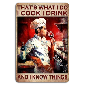 Cook, Drink, & Know: Rustic Red Kitchen Sign - Picture 1 of 1