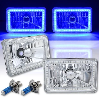 4X6 Azul SMD LED Halo Ojo de Ángel Faro Faro 60w Bombillas Halógenas Par Foto 1 de 4