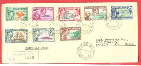 Pitcairn Islands 8 diff stamp on Registered FDC Cover  to USA Delayed Delivery Cover