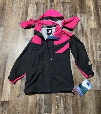 Abrigo De Colección Helly Hansen Mujer Pequeño Equipe Chaqueta de Esquí Parka Impermeable Negro Rosa Foto 1 de 4